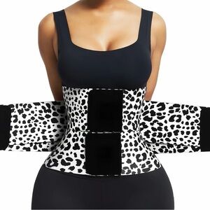 Leopard Print Waist Trainer Corset - Black & White